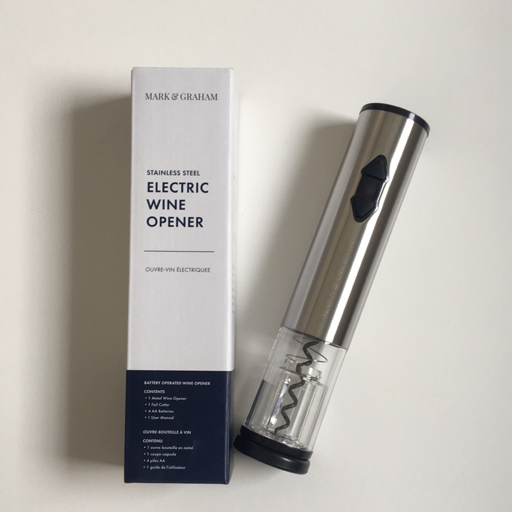 Mark & Graham Stainless Steel Electric Wine Opener - Silver & Black